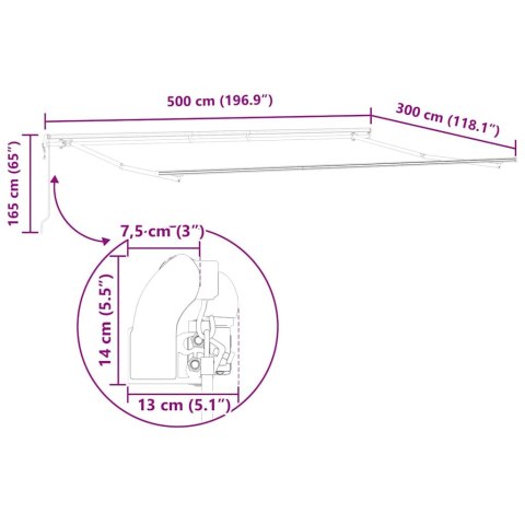 Markiza zwijana pomarańczowy i brązowy 500 × 300 cm tkanina
