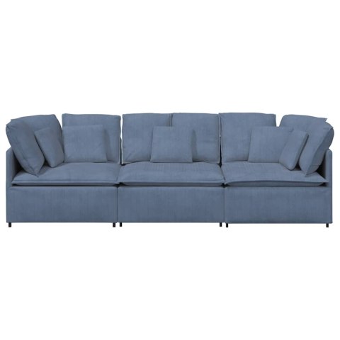 Sofa modułowa z poduszkami Tkanina sztruksowa niebieska