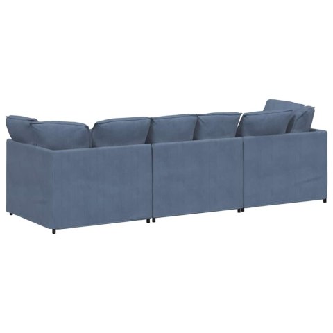 Sofa modułowa z poduszkami Tkanina sztruksowa niebieska