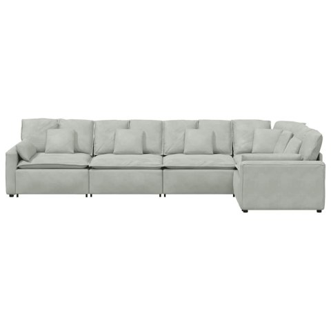 Sofa modułowa z poduszkami aksamitna jasnoszara