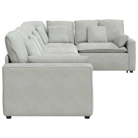 Sofa modułowa z poduszkami aksamitna jasnoszara