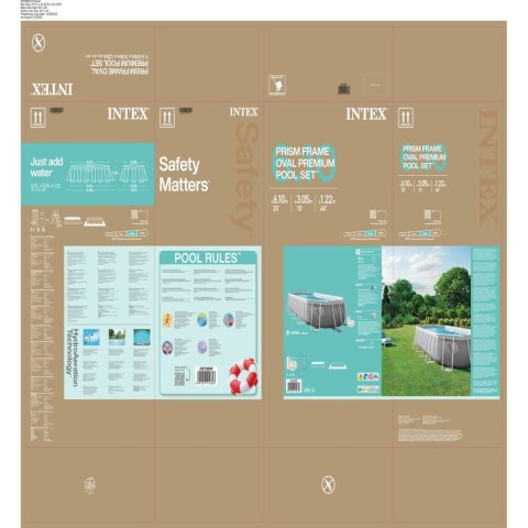 Basen Demontowalny Intex Prism Frame 610 x 122 x 305 cm 610 x 305 x 122 cm 18.202 l Szary Owalna