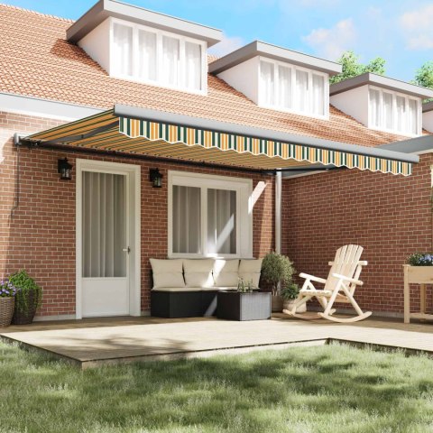 Markiza zwijana Zielony i Żółty 4 × 3 m Canvas i Aluminium