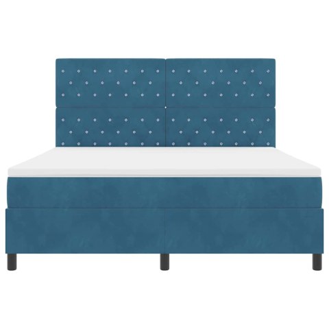 Łóżko z sprężyną LED Ciemnoniebieski 180 x 200 cm tkanina