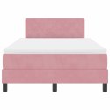 Łóżko z sprężyną LED z materacem Różowy 120 x 190 cm Aksamit