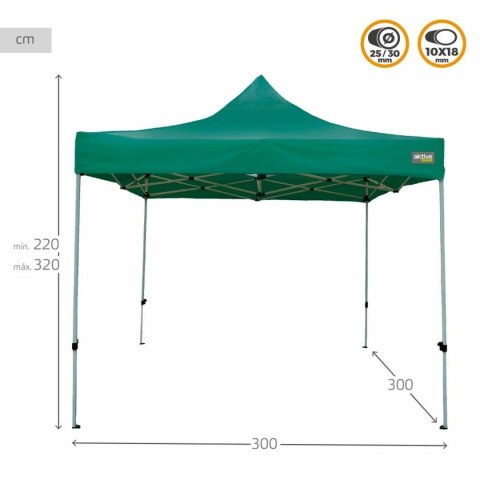 Gazebo Aktive 300 x 300 x 220 cm Kolor Zielony Składany Regulowana wysokość