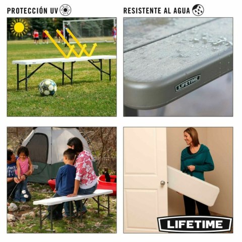 Ława Lifetime Składany Biały 183 x 29 x 42 cm