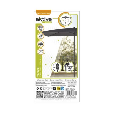 Parasol Aktive Antracyt Aluminium Ø 4,8 cm 300 cm