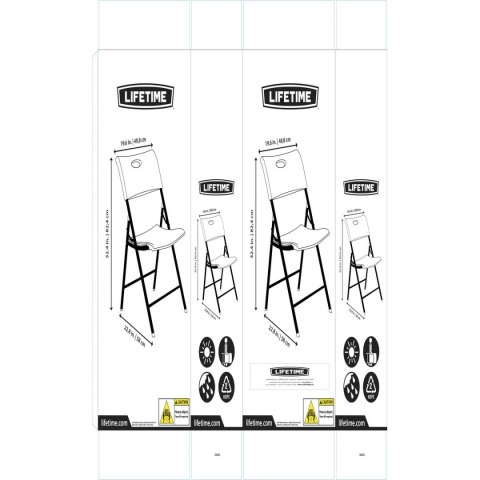 Składanego Krzesła Lifetime Biały 4 Sztuk 50 x 58 x 83 cm