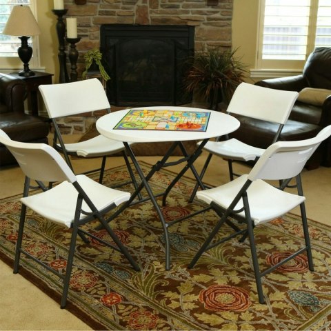 Składany stolik Lifetime Biały Okrągła Stal Plastikowy 83 x 73,5 cm