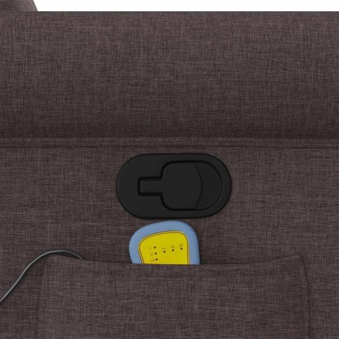 Podnoszony fotel masujący, rozkładany, ciemnobrązowy, tkanina