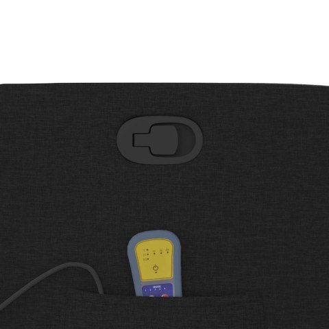 Podnoszony fotel masujący, rozkładany, czarny, obity tkaniną