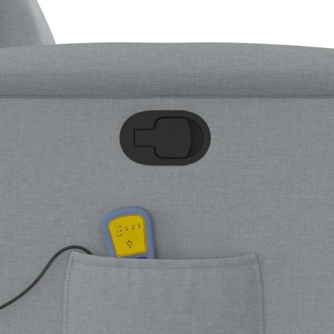 Podnoszony fotel masujący, rozkładany, jasnoszary, tkanina