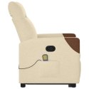 Podnoszony fotel masujący, rozkładany, kremowy, obity tkaniną