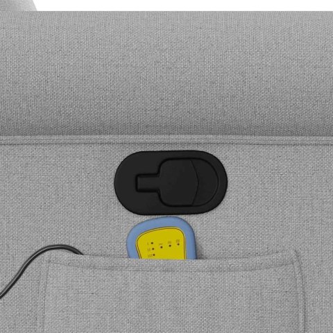 Podnoszony fotel masujący, rozkładany, szary, tkanina