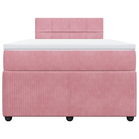 Łóżko kontynentalne z materacem, różowe, 120x190 cm, aksamit