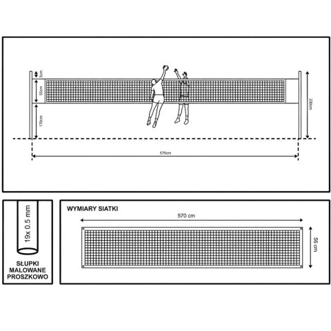 ZESTAW DO SIATKÓWKI DELUXE 570x55x230CM 5W1 ENERO