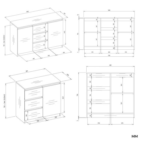 Komoda COSTA 1D3S/2D3S KASZMIR