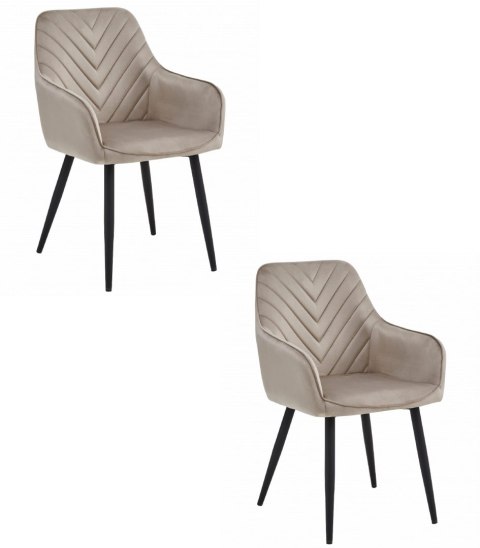 Krzesło NANA - ciemny beż aksamit / nogi czarne x 2