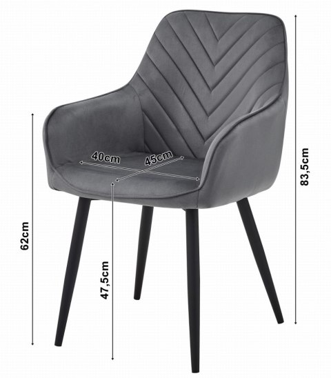 Krzesło NANA - ciemny beż aksamit / nogi czarne x 2