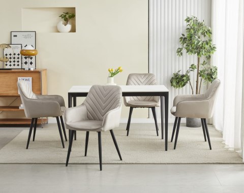 Krzesło NANA - ciemny beż aksamit / nogi czarne x 2