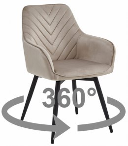 Krzesło NANA360 - ciemny beż aksamit / nogi czarne x 2