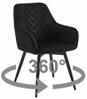 Krzesło NANA360 - czarny aksamit / nogi czarne x 1