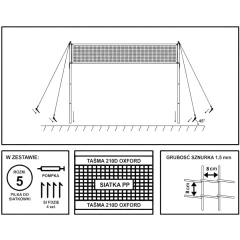 ZESTAW DO SIATKÓWKI DELUXE 570x55x230CM 5W1 ENERO