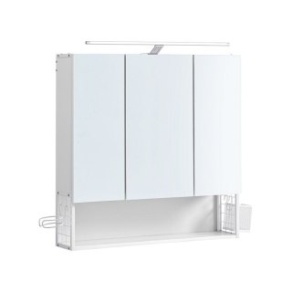 Biała szafka łazienkowa z LED i trzema lustrami 70x70 cm