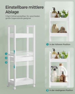 Biały regał na kółkach do łazienki i kuchni 3 półki 20x30x80