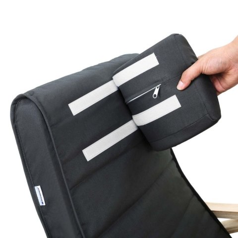 Fotel bujany z podnóżkiem, szary, drewno brzozowe, 150 kg