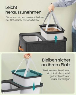 Kosz na pranie dwukomorowy czarny z pokrywą 56x40x75 cm