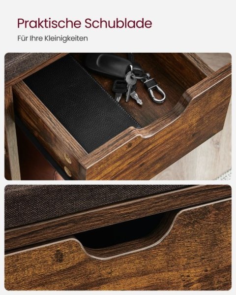 Ławka na buty vintage z szufladą, 104x30,5x48 cm, 200 kg