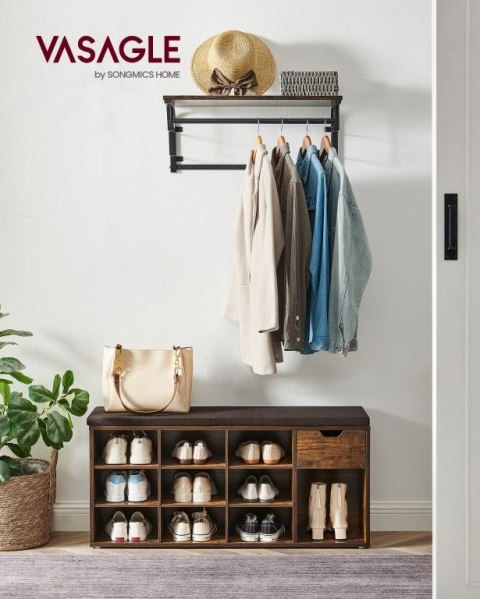 Ławka na buty vintage z szufladą, 104x30,5x48 cm, 200 kg