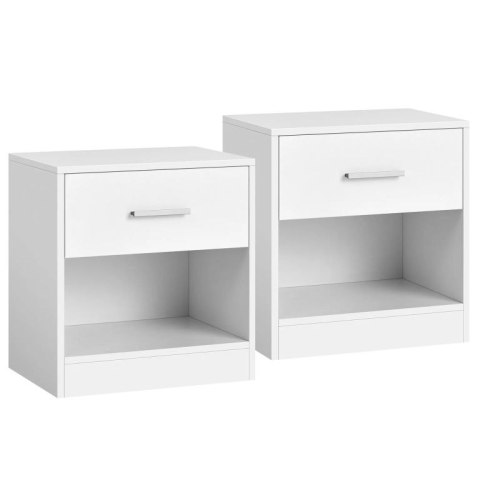 Nowoczesne białe stoliki nocne z szufladą, zestaw 2 szt.