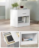 Nowoczesne białe stoliki nocne z szufladą, zestaw 2 szt.