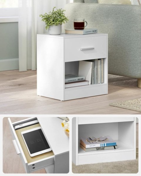 Nowoczesne białe stoliki nocne z szufladą, zestaw 2 szt.