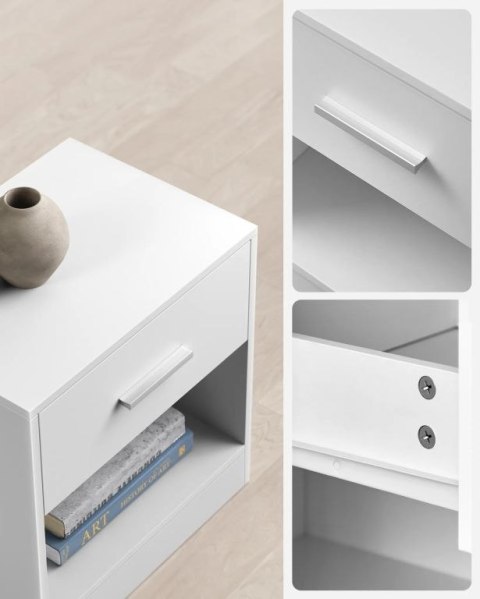 Nowoczesne białe stoliki nocne z szufladą, zestaw 2 szt.