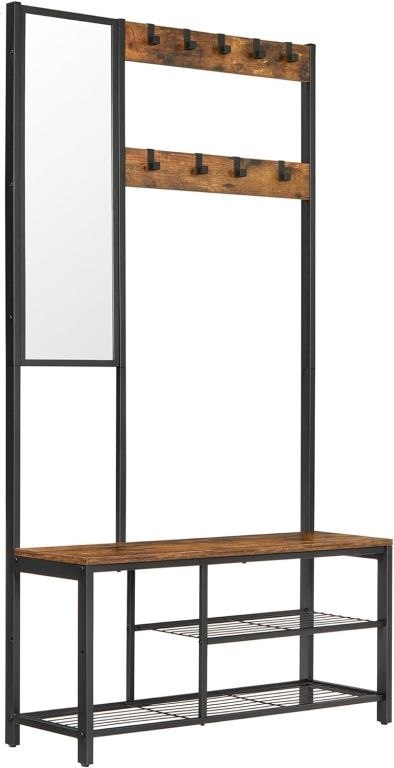 Nowoczesny wieszak do przedpokoju 4w1 z lustrem i półką