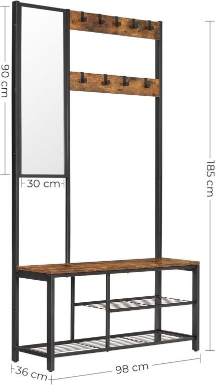 Nowoczesny wieszak do przedpokoju 4w1 z lustrem i półką