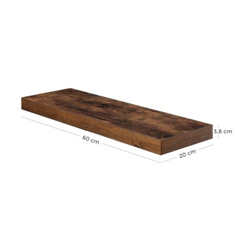 Półka ścienna VASAGLE rustykalna brązowa 60x20 cm MDF 15 kg