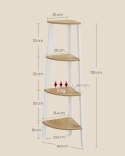 Regał narożny 4-poziomowy dąb/biały, stabilny, łatwy montaż