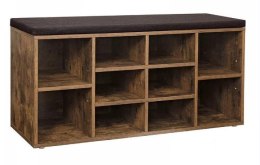 Szafka na buty z 10 przegródkami i tapicerowanym siedziskiem