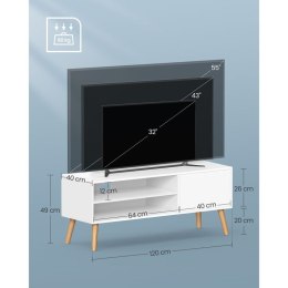 Szafka pod telewizor biała, 120x40x49 cm, półki i szafka