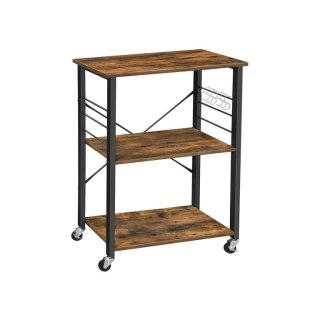 Wózek kuchenny VASAGLE, 3 półki, industrialny styl, 60 cm