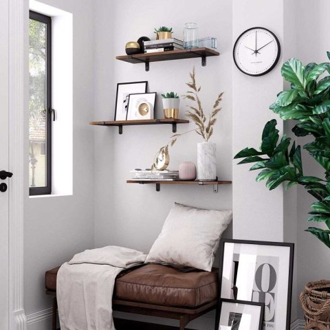 Zestaw półek ściennych retro MDF/żelazo 60x20 cm, 2 sztuki