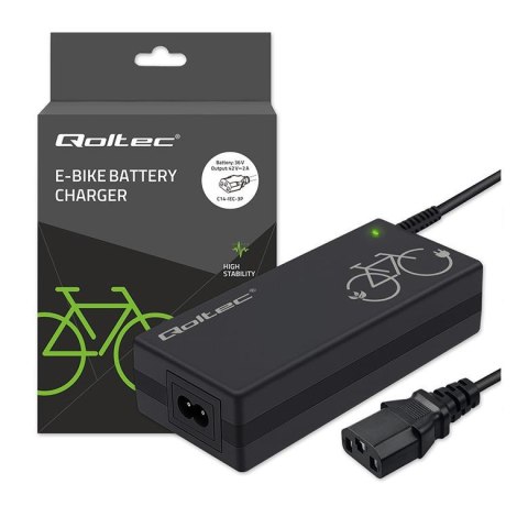 Ładowarka Qoltec do roweru elektrycznego 36V | 42V | 2A | C14-IEC-3Pin +kabel zasilający