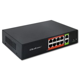 Switch niezarządzalny Qoltec przełącznik sieciowy Fast Ethernet PoE | 8x RJ45 | 2x RJ45 Uplink | 120W | 10/100Mb/s