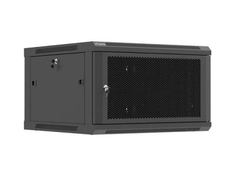 Szafa instalacyjna Rack 19" Lanberg 6U 600x600 wisząca czarna drzwi perforowane (flat pack)