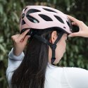 Kask rowerowy z odpinaną szybką daszkiem filtrem UV - różowy